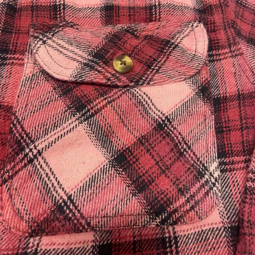 Canyon Creek Shirt Flannel Pink Size M Button Up Long Sleeve Soft Warm Button Up